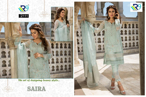 R9 Designer Saira Net Georgette Embroidery Work Pakistani Salwar Kameez