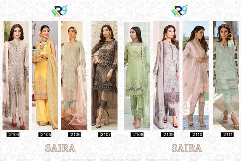 R9 Designer Saira Net Georgette Embroidery Work Pakistani Salwar Kameez