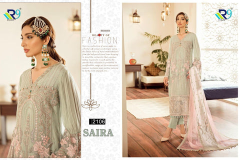 R9 Designer Saira Net Georgette Embroidery Work Pakistani Salwar Kameez