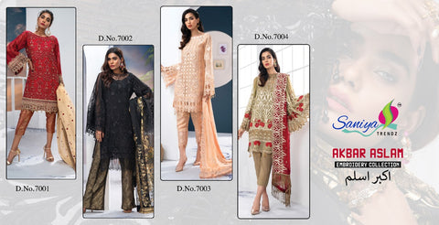 Saniya Trendz Akbar Aslam Designer Embroidery Work Salwar Suits