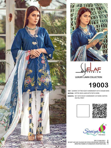 Saniya Trendz Lelaf Cotton Heavy Embroidery Work Salwar Kameez