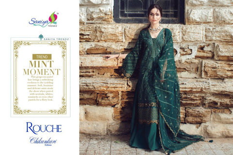 Saniya Trendz Presents Rouche Cambric Cotton Pakistani Salwar Suits
