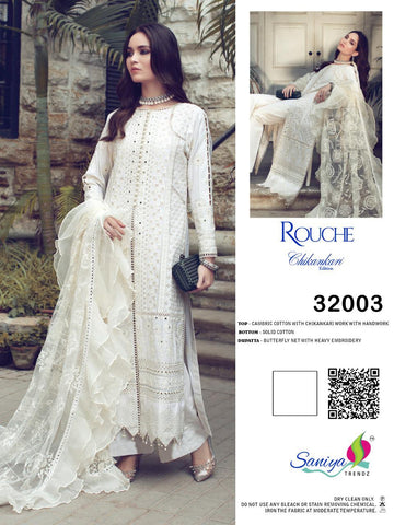 Saniya Trendz Presents Rouche Cambric Cotton Pakistani Salwar Suits