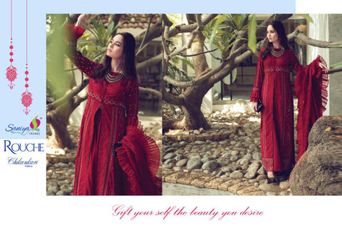 Saniya Trendz Presents Rouche Cambric Cotton Pakistani Salwar Suits