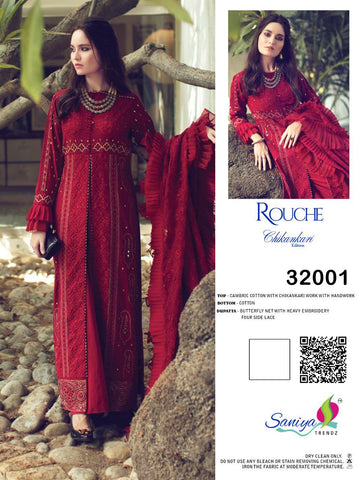 Saniya Trendz Presents Rouche Cambric Cotton Pakistani Salwar Suits