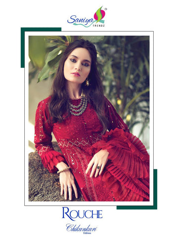Saniya Trendz Presents Rouche Cambric Cotton Pakistani Salwar Suits