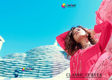 Sanskruti Silk Mills Classic Curves Pure Jam Silk Fancy Designer Kurti Collection