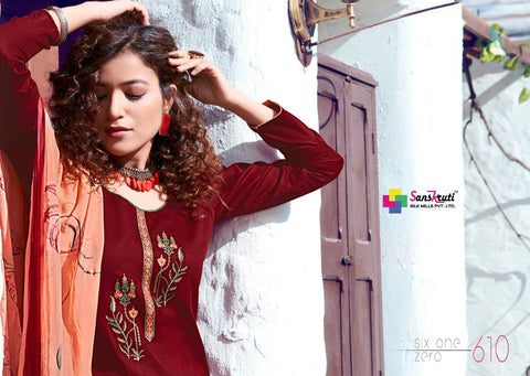 Sanskruti Silk Mills Classic Curves Pure Jam Silk Fancy Designer Kurti Collection