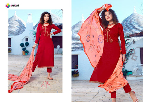Sanskruti Silk Mills Classic Curves Pure Jam Silk Fancy Designer Kurti Collection