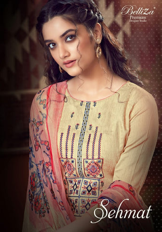 Belliza Designer Studio Sehmat Jam Cotton Designer Embroidery Salwar Kameez