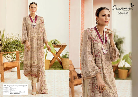 Serene Launched La Fleun Fox Georgette Heavy Embroidery Work Pakistani Salwar Suits