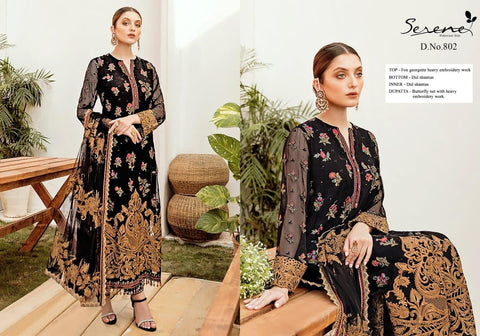 Serene Launched La Fleun Fox Georgette Heavy Embroidery Work Pakistani Salwar Suits