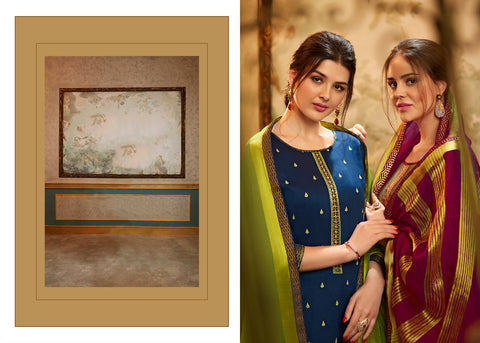 Kessi Present Sharnai Fabrics Jam Silk Heavy Embroidery Designer Salwar Suits