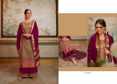 Kessi Present Sharnai Fabrics Jam Silk Heavy Embroidery Designer Salwar Suits