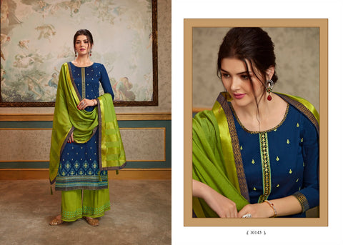 Kessi Present Sharnai Fabrics Jam Silk Heavy Embroidery Designer Salwar Suits