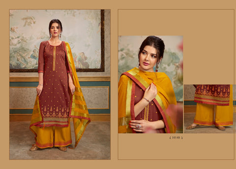 Kessi Present Sharnai Fabrics Jam Silk Heavy Embroidery Designer Salwar Suits