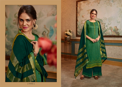 Kessi Present Sharnai Fabrics Jam Silk Heavy Embroidery Designer Salwar Suits