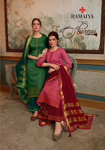 Kessi Present Sharnai Fabrics Jam Silk Heavy Embroidery Designer Salwar Suits