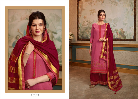Kessi Present Sharnai Fabrics Jam Silk Heavy Embroidery Designer Salwar Suits