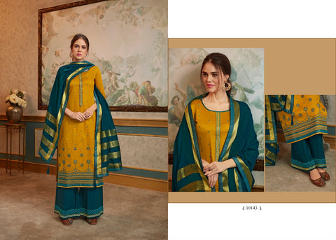 Kessi Present Sharnai Fabrics Jam Silk Heavy Embroidery Designer Salwar Suits