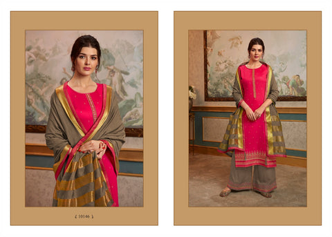 Kessi Present Sharnai Fabrics Jam Silk Heavy Embroidery Designer Salwar Suits