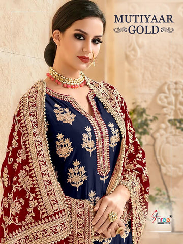 Shree Fab Presents Mutiyaar Gold Fox Georgette Pakistani Salwar Suits