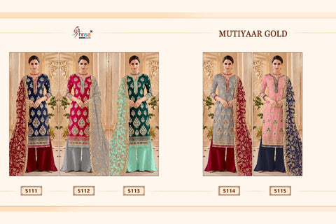 Shree Fab Presents Mutiyaar Gold Fox Georgette Pakistani Salwar Suits