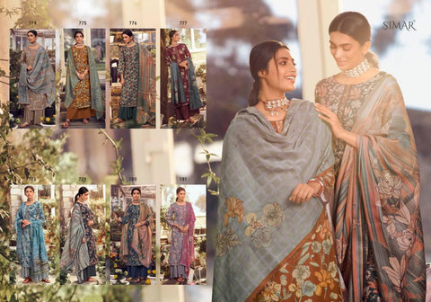 Simer Glossy Launched Gunjan Pashmina Printed Embroidery Work Fancy Designer Salwar Kameez
