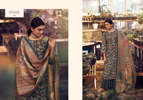 Simer Glossy Launched Gunjan Pashmina Printed Embroidery Work Fancy Designer Salwar Kameez