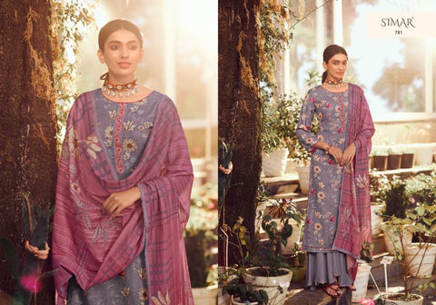 Simer Glossy Launched Gunjan Pashmina Printed Embroidery Work Fancy Designer Salwar Kameez