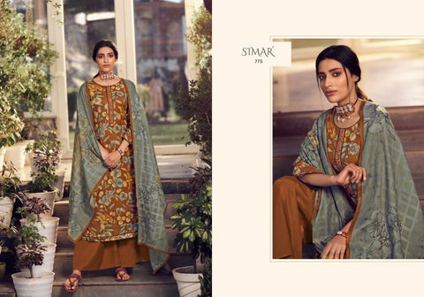 Simer Glossy Launched Gunjan Pashmina Printed Embroidery Work Fancy Designer Salwar Kameez