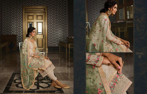 Simar Glossy Presents Motif Tussar Silk Embroidery Work Fancy Designer Salwar Suits