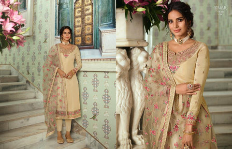 Simar Glossy Presents Motif Tussar Silk Embroidery Work Fancy Designer Salwar Suits