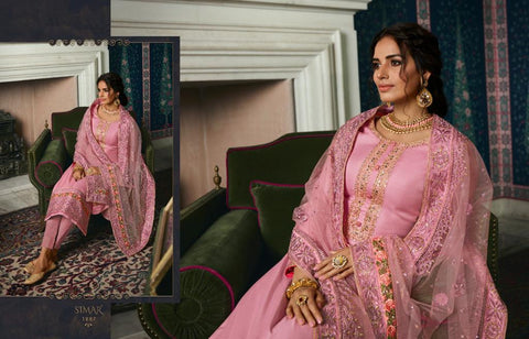 Simar Glossy Presents Motif Tussar Silk Embroidery Work Fancy Designer Salwar Suits