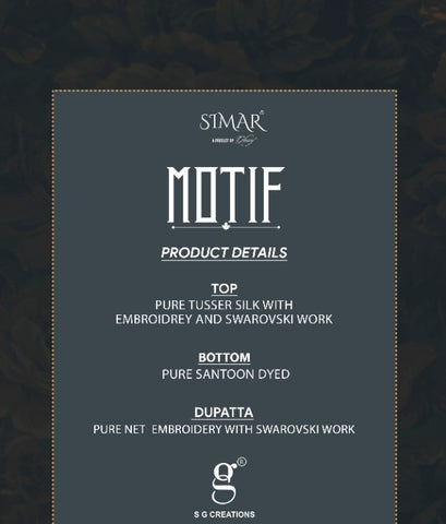 Simar Glossy Presents Motif Tussar Silk Embroidery Work Fancy Designer Salwar Suits