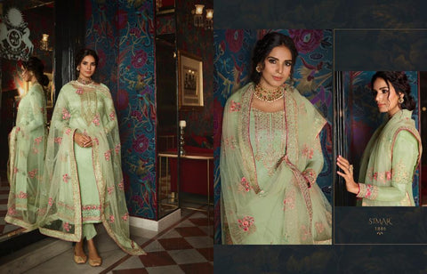 Simar Glossy Presents Motif Tussar Silk Embroidery Work Fancy Designer Salwar Suits