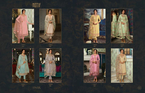 Simar Glossy Presents Motif Tussar Silk Embroidery Work Fancy Designer Salwar Suits