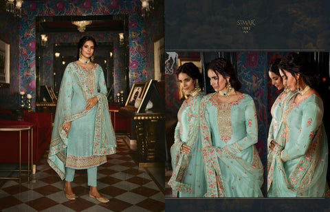 Simar Glossy Presents Motif Tussar Silk Embroidery Work Fancy Designer Salwar Suits
