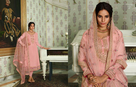 Simar Glossy Presents Motif Tussar Silk Embroidery Work Fancy Designer Salwar Suits