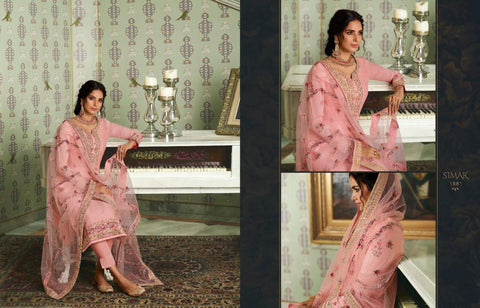 Simar Glossy Presents Motif Tussar Silk Embroidery Work Fancy Designer Salwar Suits