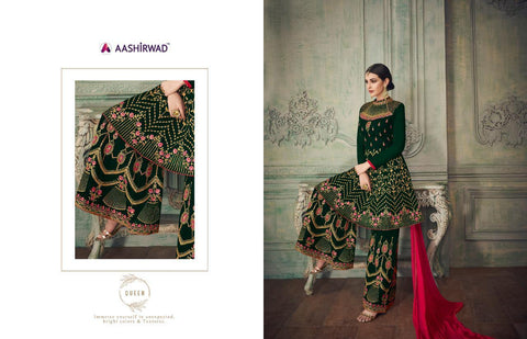 Aashirwad Creation Launched Simona Sharara Georgette Heavy Work Fancy Desinger Salwar Suits