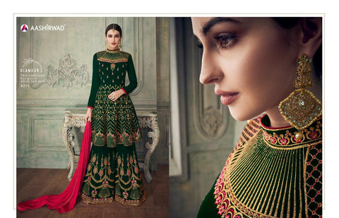 Aashirwad Creation Launched Simona Sharara Georgette Heavy Work Fancy Desinger Salwar Suits