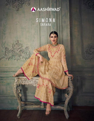Aashirwad Creation Simona Sharara Georgrette Designer Salwar Kameez