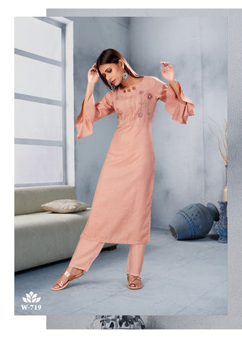 Snapstyle Presents Classic Cotton Slub Embroidery Work Stylish Designer Kurtis Collection