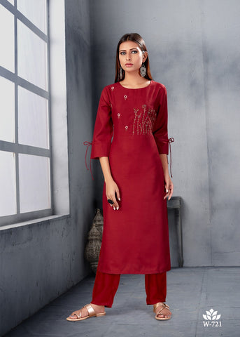 Snapstyle Presents Classic Cotton Slub Embroidery Work Stylish Designer Kurtis Collection
