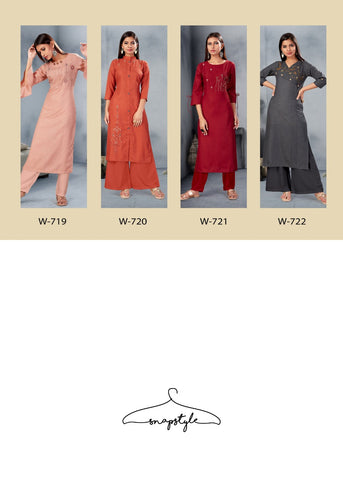 Snapstyle Presents Classic Cotton Slub Embroidery Work Stylish Designer Kurtis Collection