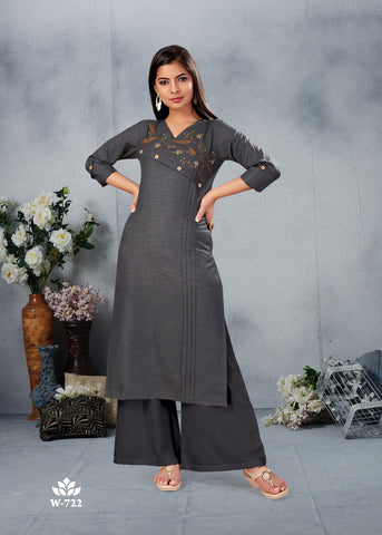 Snapstyle Presents Classic Cotton Slub Embroidery Work Stylish Designer Kurtis Collection