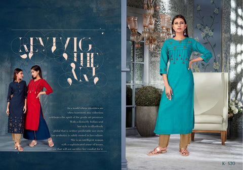 Snapstyle Presents Mehar Cotton Embroidery Work Fancy Designer Kurtis Collection