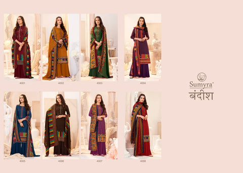 Sumyra Presents Bandish Pashmina Printed Embroidery Work Fancy Designer Salwar Kameez