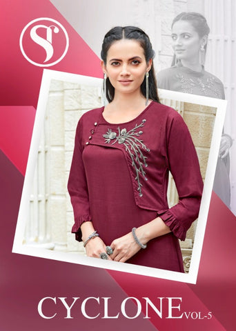 Sweety Fashion Presents Cyclone Vol 5 Pure Rayon Designer Kurtis Collection